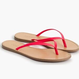 J. Crew leather Thong Sandals Neon pink Sz 6 preppy chic resort wear beach vacay